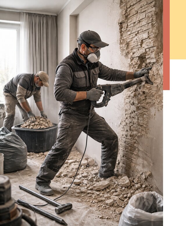 Демонтаж декоративного камня в Урае от 1511 руб/м² — быстро и недорого | ОТДЕЛОЧНИК-Урй