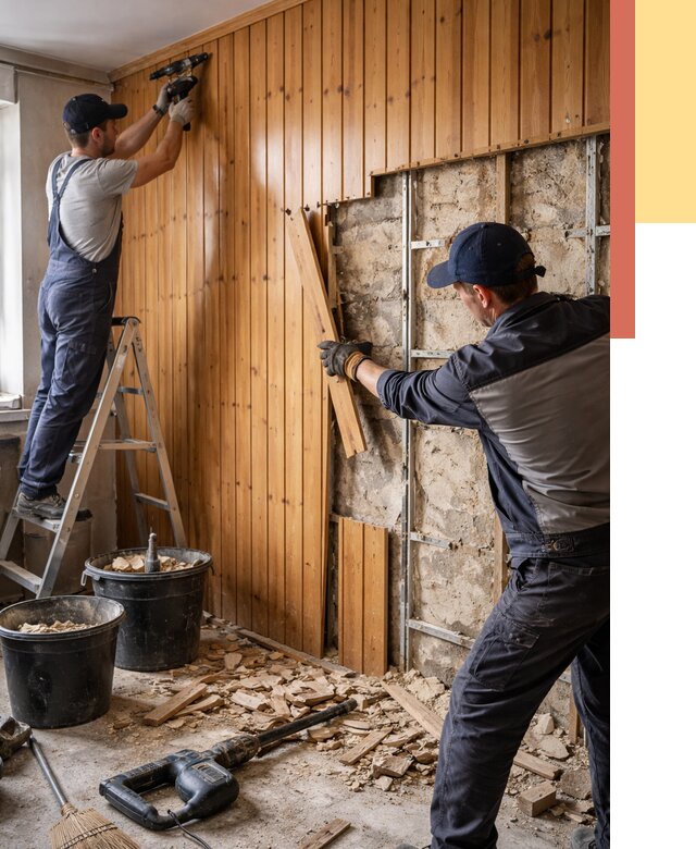 Демонтаж вагонки со стен в Урае от 1511 руб. — снятие, удаление, срочно | ОТДЕЛОЧНИК-Урй