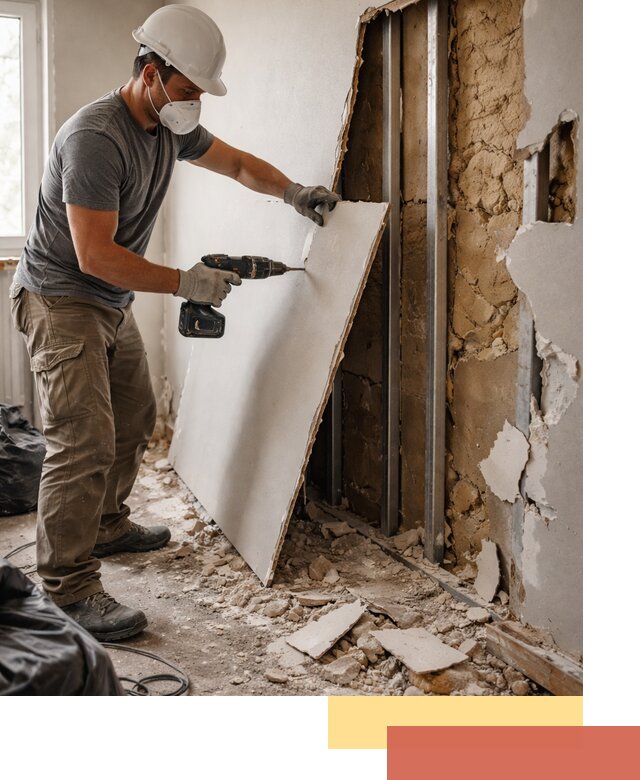 Демонтаж гипсокартона со стен в Урае качественно и быстро