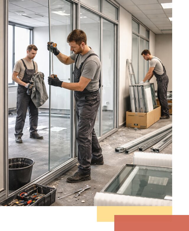 Демонтаж стеклянных перегородок в Урае быстро и безопасно