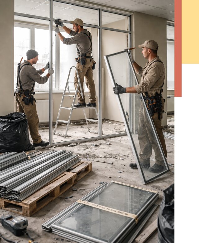 Демонтаж алюминиевых перегородок в Урае от 4377 руб. — быстро и недорого | ОТДЕЛОЧНИК-Урй