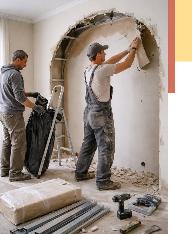 Демонтаж арки из гипсокартона в Урае от 3647 руб. — услуги под ключ | ОТДЕЛОЧНИК-Урй