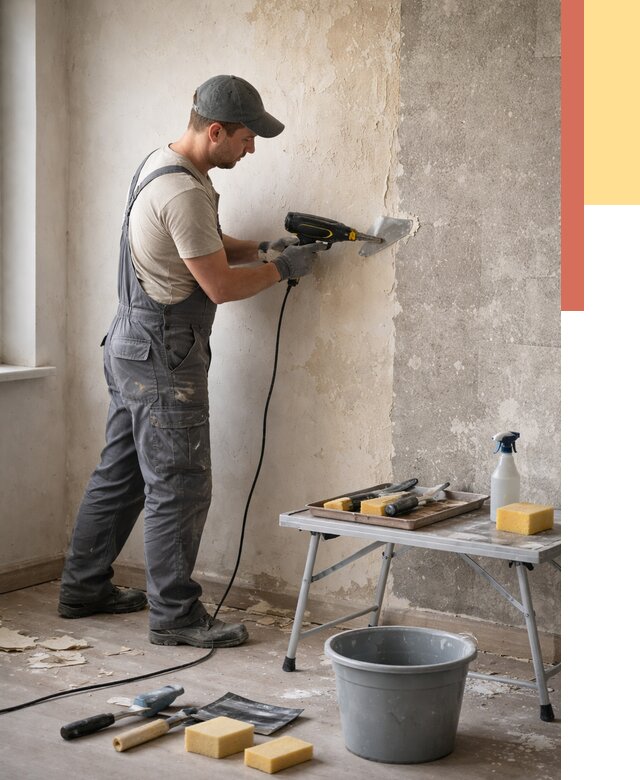 Очистка стен от клея в Урае от 1928 руб. — снятие и удаление клея со стен | ОТДЕЛОЧНИК-Урй