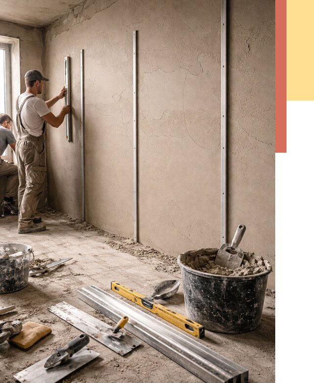 Штукатурка стен по маякам в Урае от 5732 руб./м² — выравнивание под ключ | ОТДЕЛОЧНИК-Урй