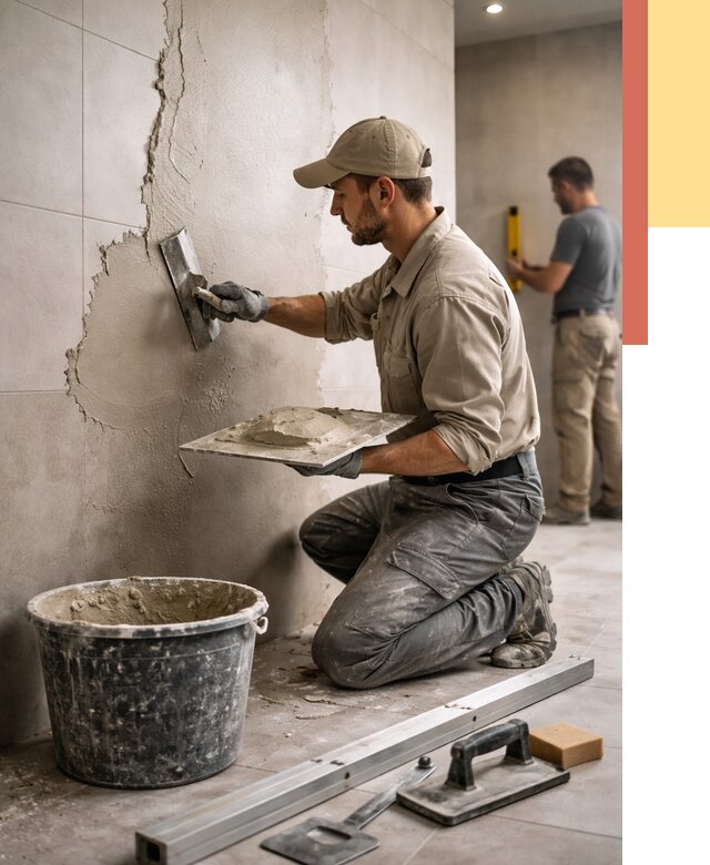 Штукатурка стен в ванной в Урае от 4689 руб./м² — выравнивание под ключ | ОТДЕЛОЧНИК-Урй