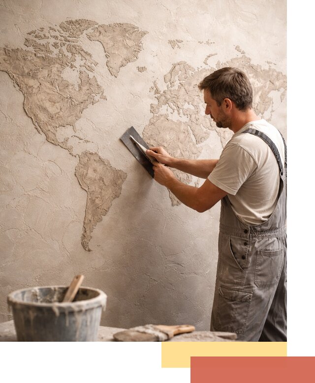Декоративная штукатурка «Карта мира» под ключ в Урае