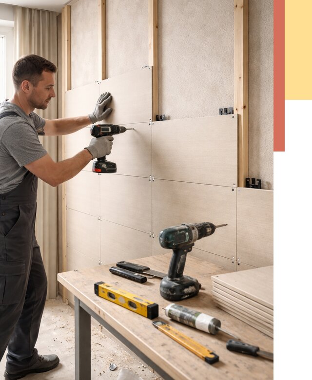 Монтаж МДФ панелей на стены в Урае от 1303 руб. под ключ | ОТДЕЛОЧНИК-Урй