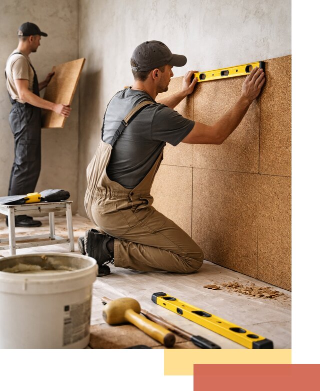 Монтаж пробковых панелей на стены в Урае быстро и качественно