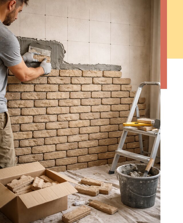 Монтаж декоративного кирпича в Урае от 3335 руб./м² — быстро и недорого | ОТДЕЛОЧНИК-Урй