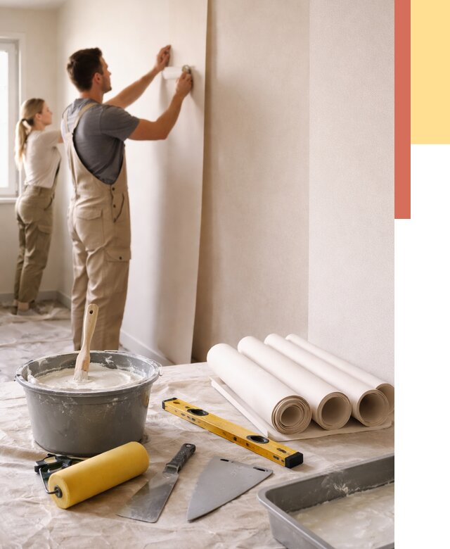 Поклейка бумажных обоев в Урае от 5732 руб./м2 — быстро и недорого | ОТДЕЛОЧНИК-Урй