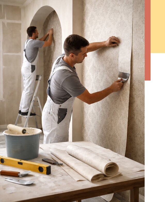 Поклейка обоев на сложные стены в Урае от 2918 руб. под ключ | ОТДЕЛОЧНИК-Урй