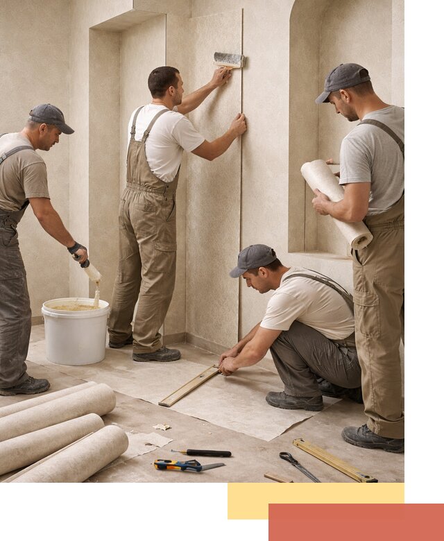 Поклейка обоев на сложные стены и неровные поверхности в Урае