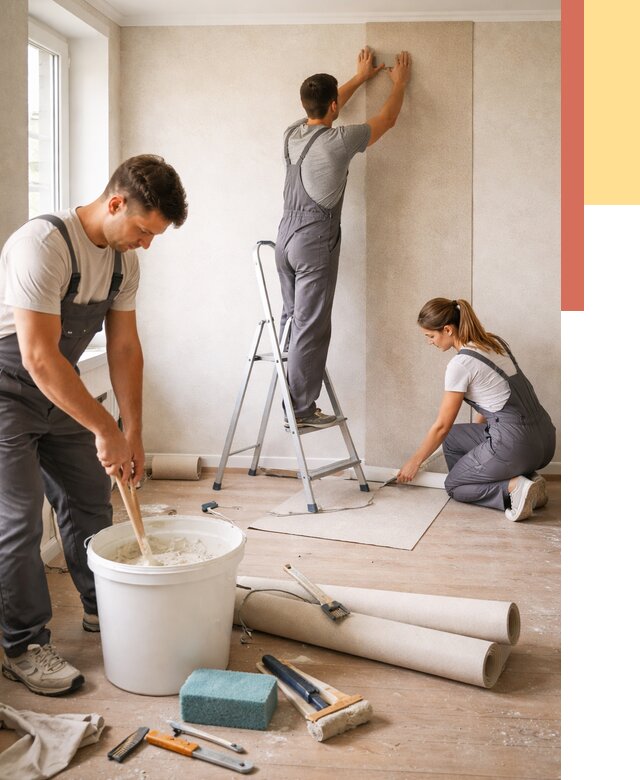 Оклейка стен обоями в Урае от 3647 руб/м2 — быстро и недорого | ОТДЕЛОЧНИК-Урй