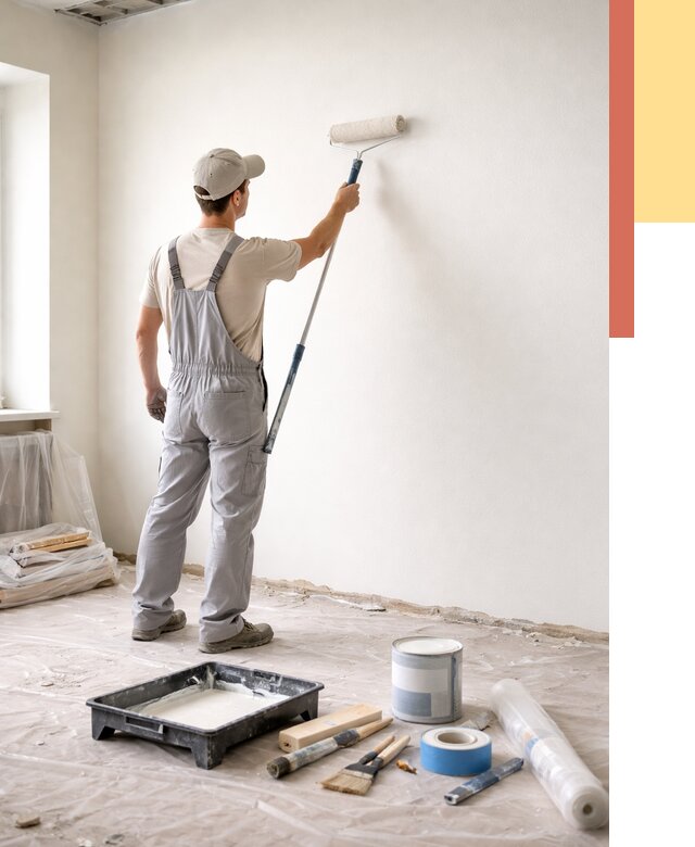 Покраска стен водоэмульсионной краской в Урае от 469 руб. за м² | ОТДЕЛОЧНИК-Урй