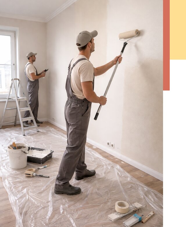 Покраска стен акриловой краской в Урае от 3647 руб./м² — быстро и недорого | ОТДЕЛОЧНИК-Урй