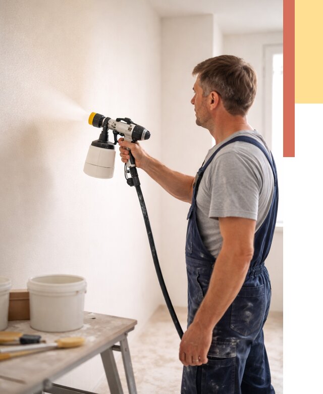 Покраска стен краскопультом в Урае от 7816 руб. — механизированная покраска | ОТДЕЛОЧНИК-Урй