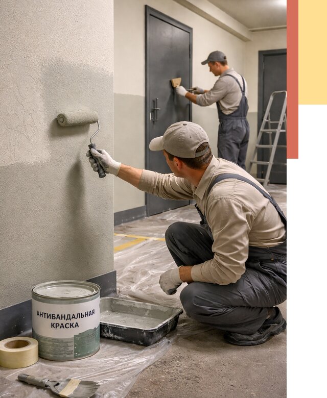 Покраска стен антивандальной краской в Урае от 4689 руб./м² под ключ | ОТДЕЛОЧНИК-Урй