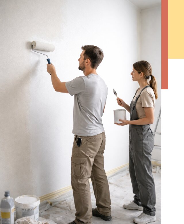 Окраска стен по стеклохолсту в Урае от 4689 руб/м² под ключ | ОТДЕЛОЧНИК-Урй