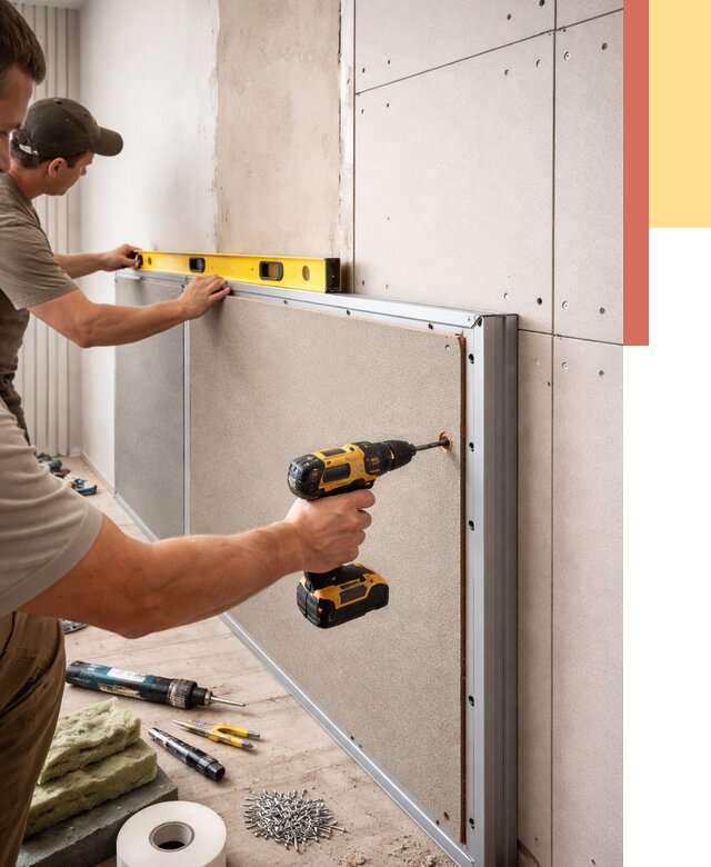 Шумоизоляция стен панелями ЗИПС в Урае от 2293 руб./м² под ключ | ОТДЕЛОЧНИК-Урй