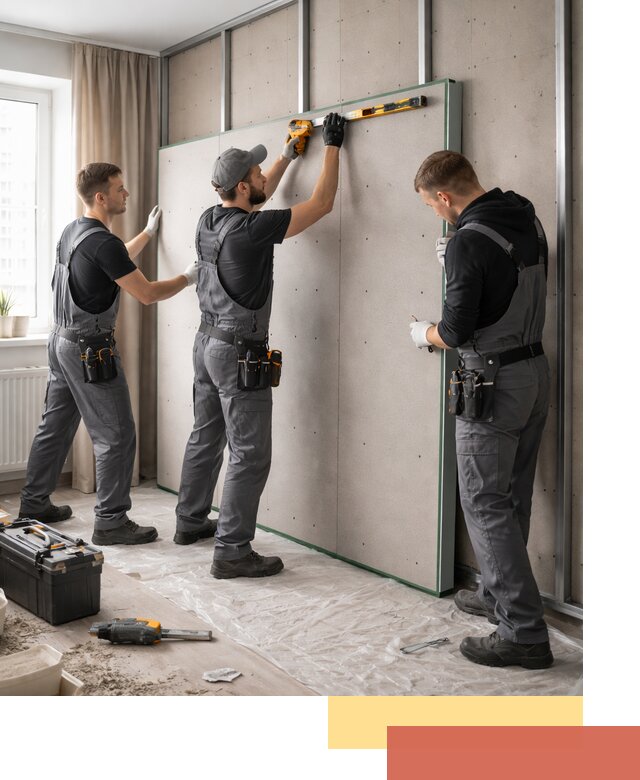 Шумоизоляция стен панелями ЗИПС в Урае для жилых и коммерческих помещений