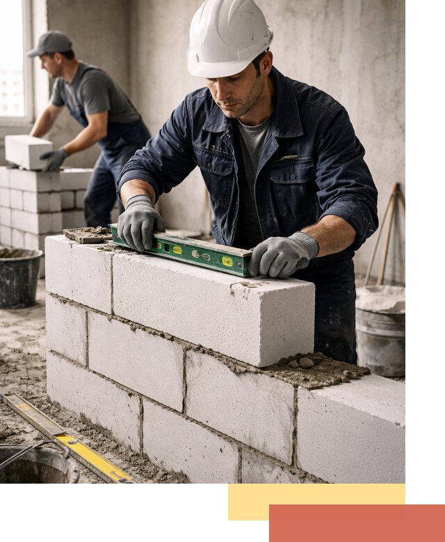 Кладка перегородок из пеноблока под ключ в Урае