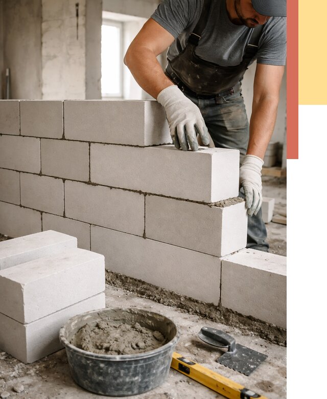 Кладка перегородок из силикатного блока в Урае от 4168 руб. под ключ | ОТДЕЛОЧНИК-Урй