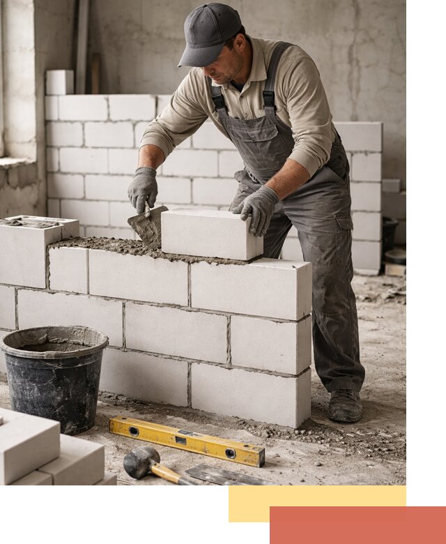 Кладка перегородок из силикатного блока в Урае