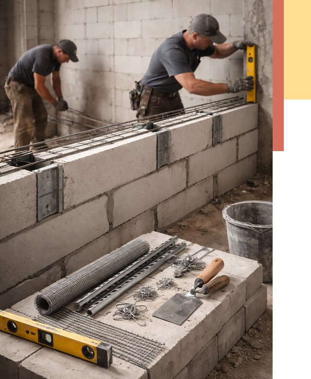 Армирование кладки перегородок в Урае от 782 руб. под ключ | ОТДЕЛОЧНИК-Урй