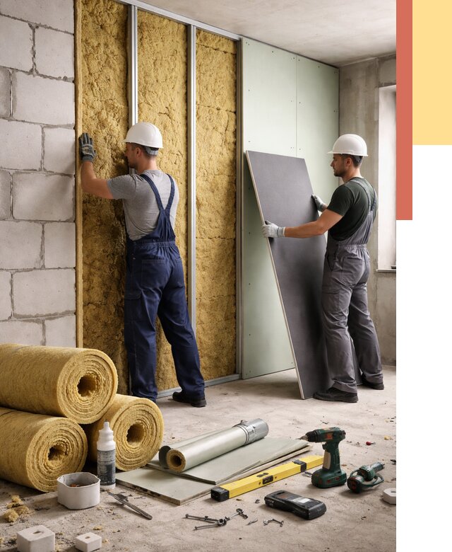 Шумоизоляция перегородок из блоков в Урае от 1928 руб./м² — быстро и недорого | ОТДЕЛОЧНИК-Урй