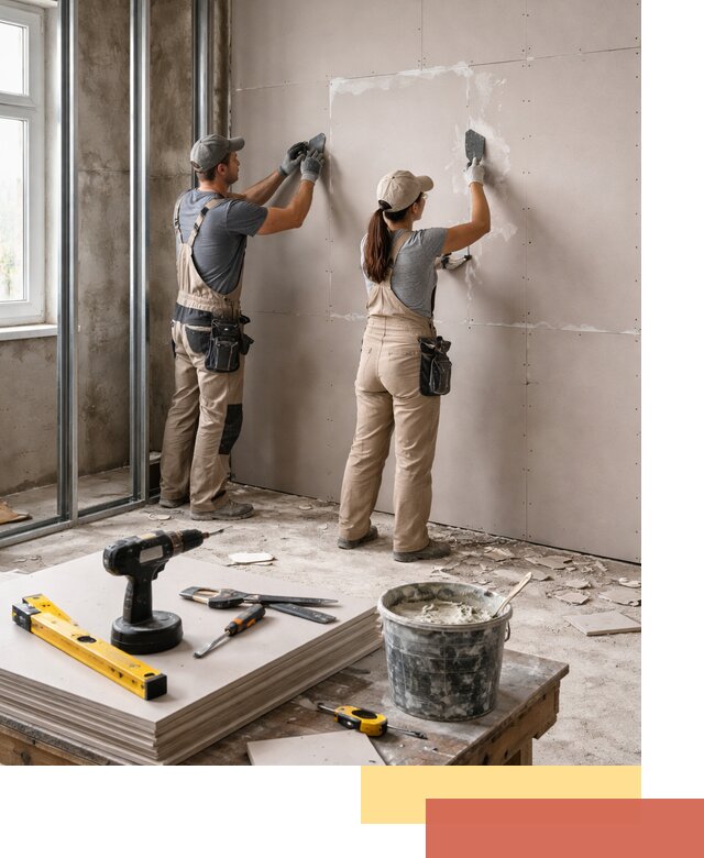 Монтаж двухслойной перегородки из гипсокартона в Урае