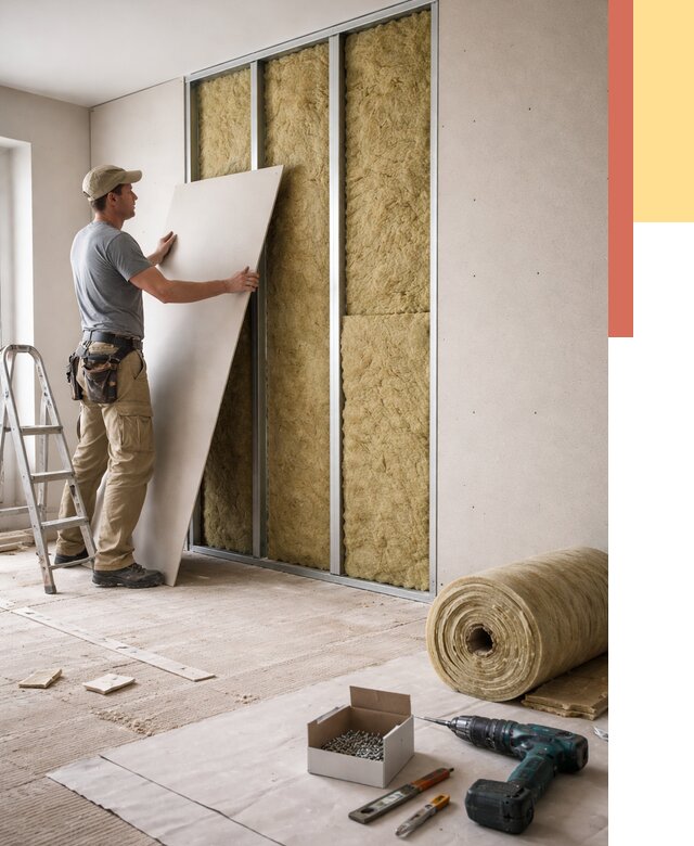 Перегородка из гипсокартона с шумоизоляцией в Урае от 3251 руб. | ОТДЕЛОЧНИК-Урй