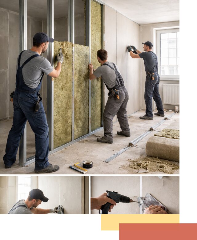 Перегородка из гипсокартона с шумоизоляцией в Урае — монтаж под ключ