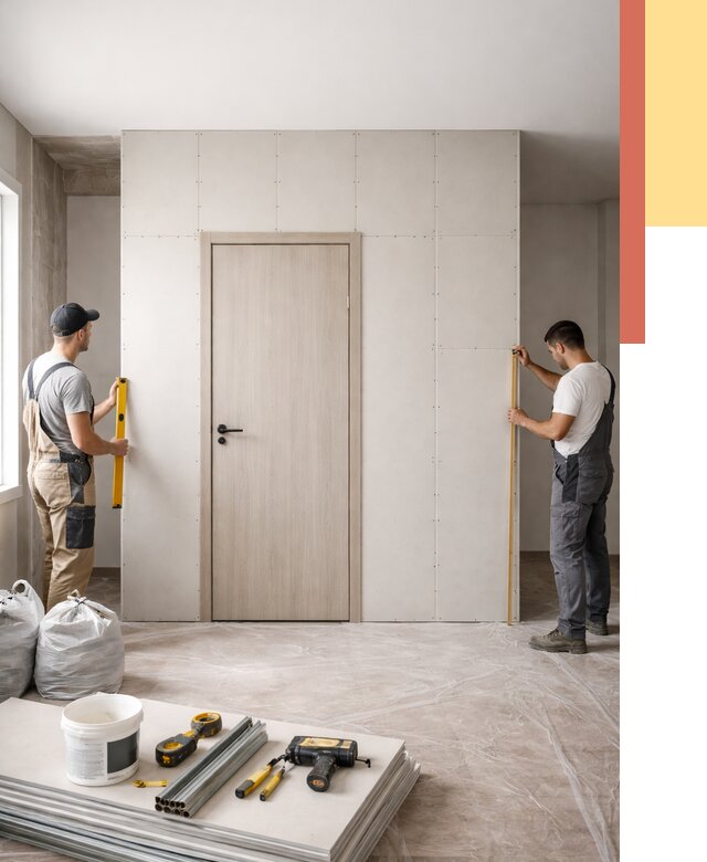 Перегородка из гипсокартона с дверью в Урае от 4689 руб. под ключ | ОТДЕЛОЧНИК-Урй