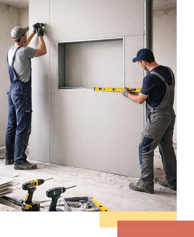 Перегородка из гипсокартона с нишей под декор в Урае