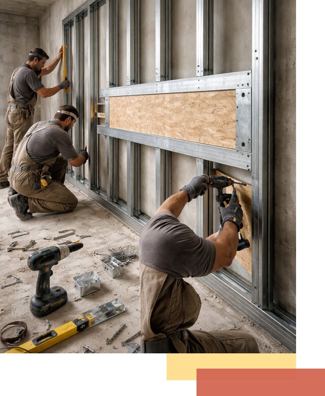 Усиленная перегородка для крепления тяжёлых конструкций в Урае