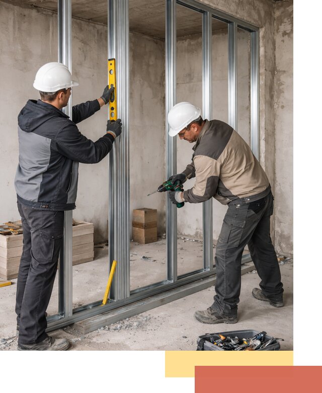 Монтаж каркаса перегородки из профиля в Урае