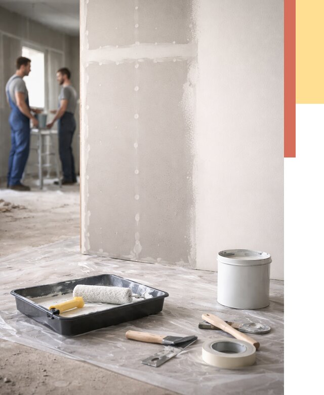 Покраска перегородок из гипсокартона в Урае от 4689 руб. под ключ | ОТДЕЛОЧНИК-Урй