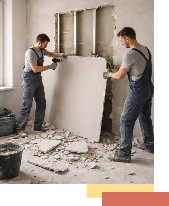 Демонтаж перегородки из гипсокартона в Урае быстрый и аккуратный