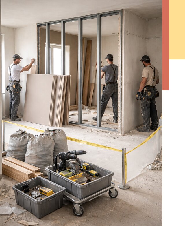 Перенос гипсокартонной перегородки в Урае под ключ от 4689 руб. | Демонтаж и монтаж – ОТДЕЛОЧНИК-Урй