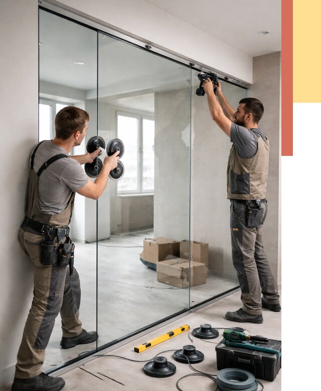 Монтаж стеклянных перегородок в Урае от 6774 руб. | ОТДЕЛОЧНИК-Урй