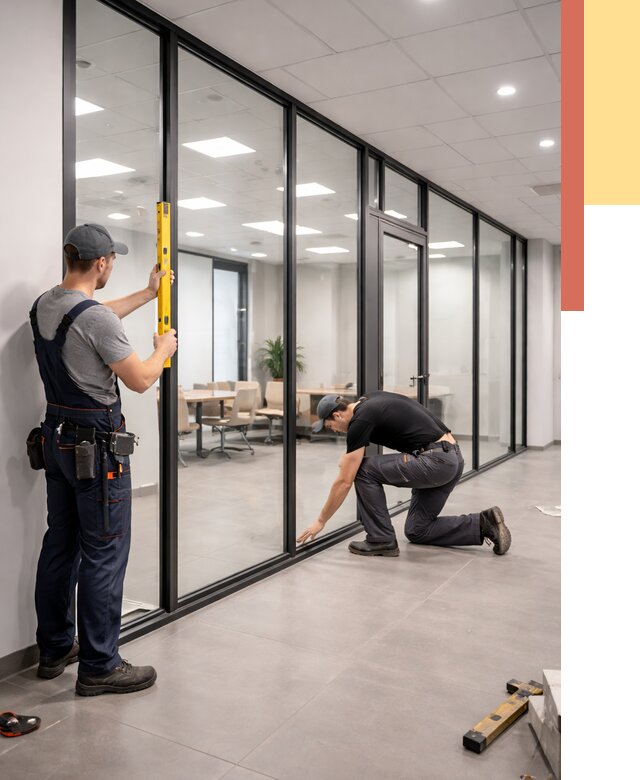 Каркасные стеклянные перегородки в Урае под ключ от 9587 руб. | ОТДЕЛОЧНИК-Урй