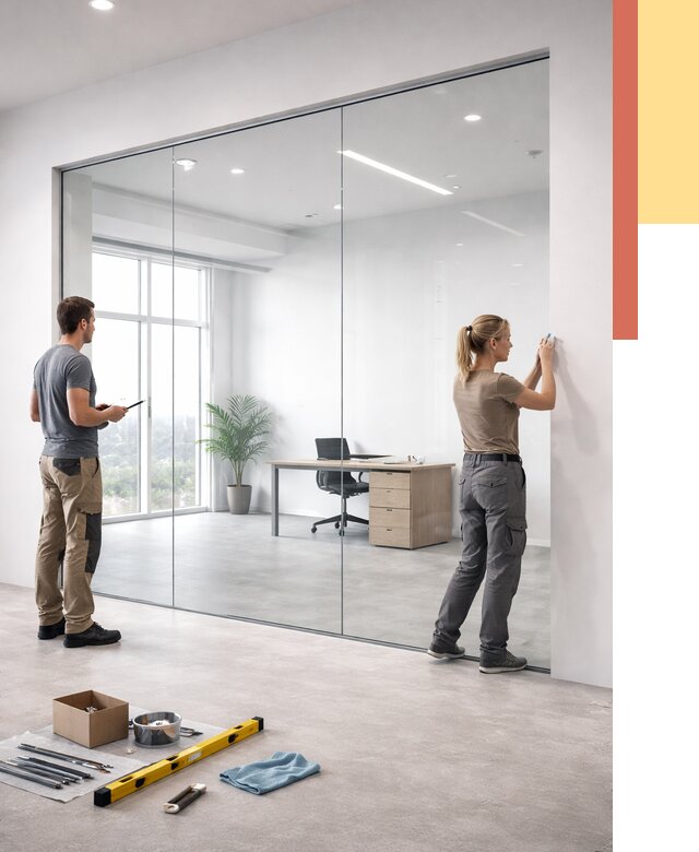 Перегородки из закаленного стекла в Урае от 9900 руб. под ключ | ОТДЕЛОЧНИК-Урй