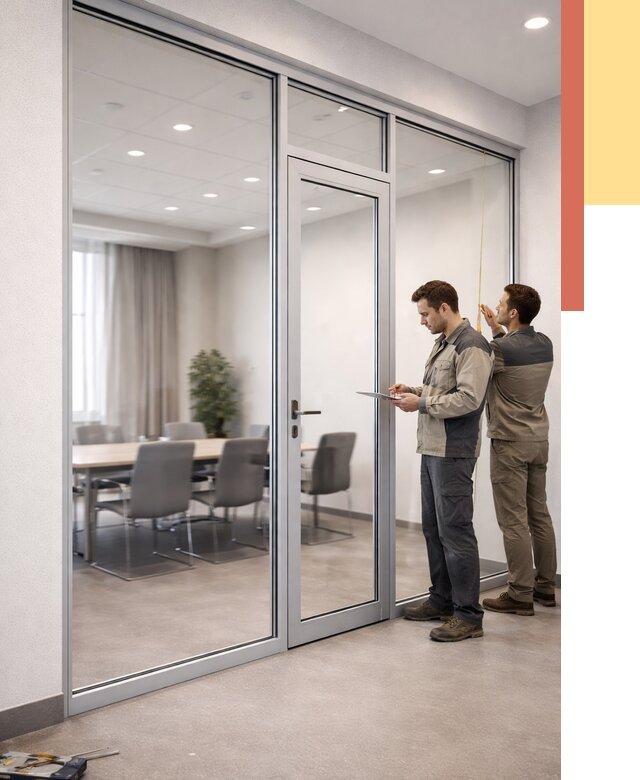 Установка и монтаж алюминиевых перегородок со стеклом в Урае от 8545 руб. | ОТДЕЛОЧНИК-Урй