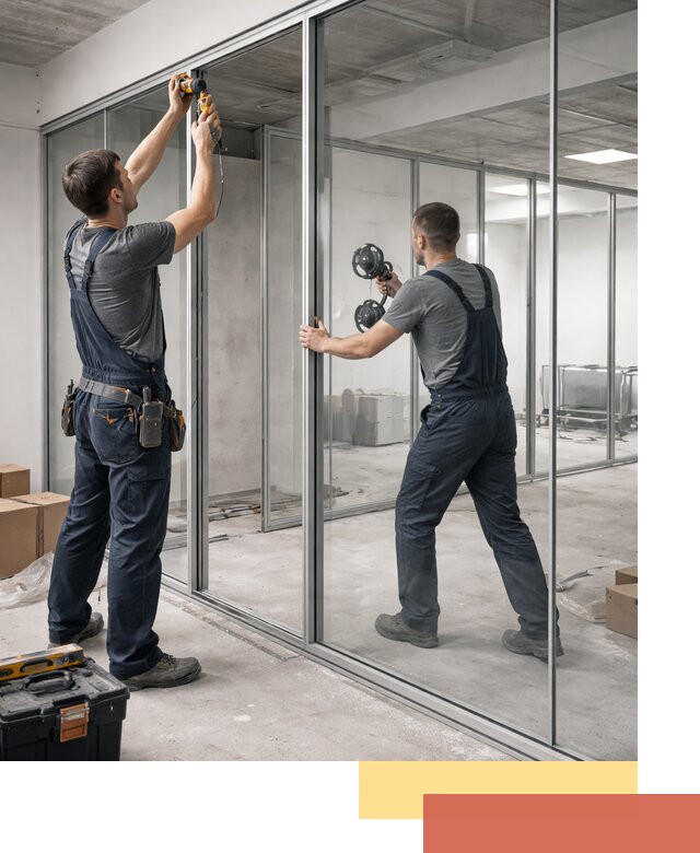 Алюминиевые перегородки со стеклом в Урае — изготовление и монтаж