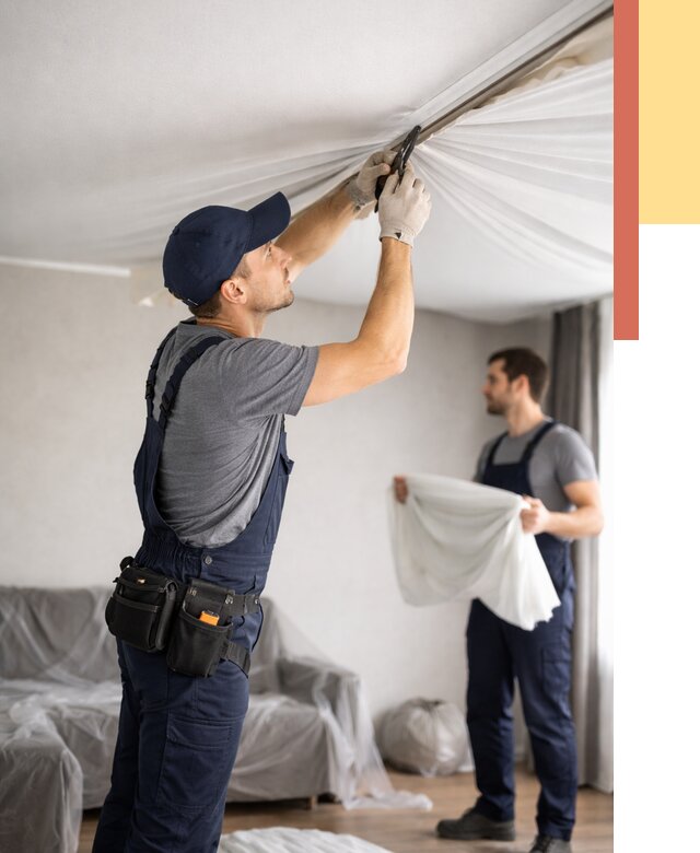 Демонтаж натяжного потолка в Урае от 4689 руб. — снятие и разбор под ключ | ОТДЕЛОЧНИК-Урй