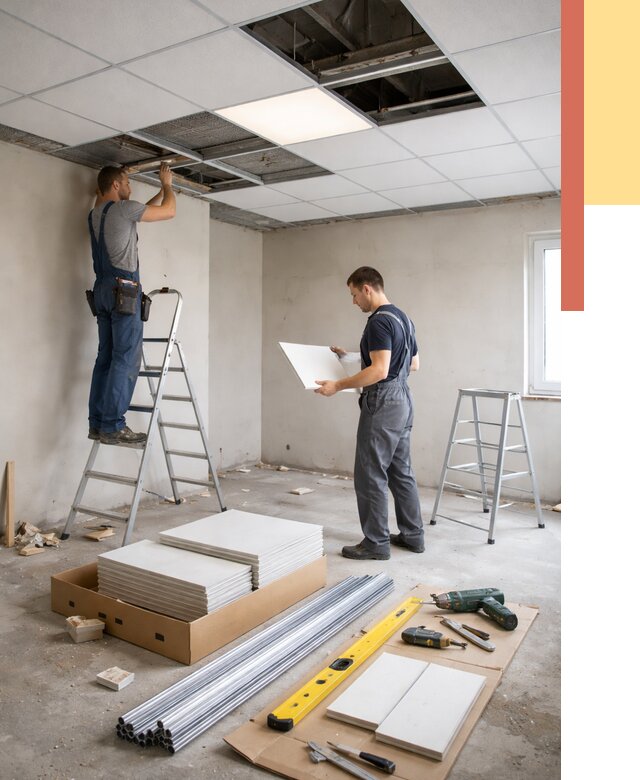 Монтаж потолка армстронг в Урае от 4689 руб/м2 — быстрая установка под ключ | ОТДЕЛОЧНИК-Урй