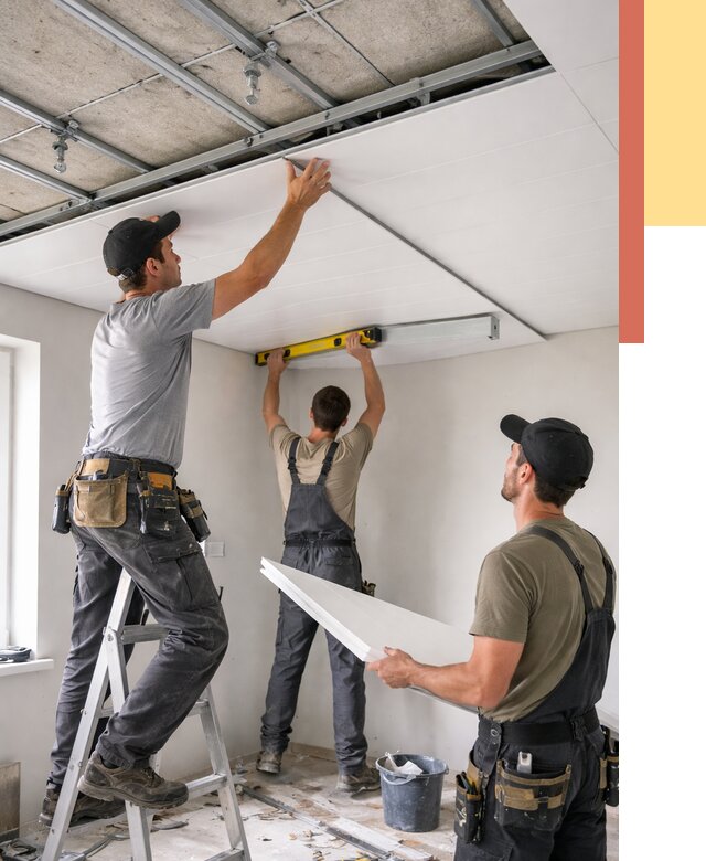 Монтаж потолка из ПВХ панелей в Урае от 3647 руб./м2 — быстро и недорого | ОТДЕЛОЧНИК-Урй