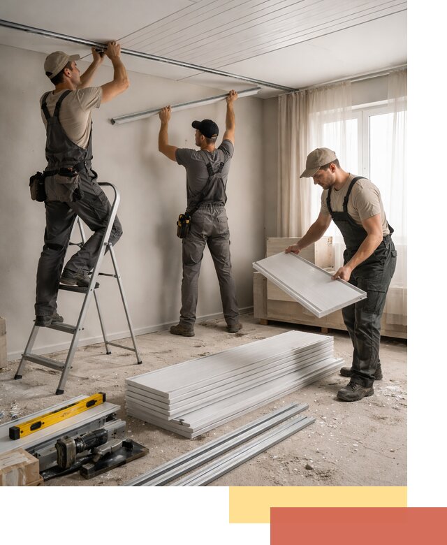 Монтаж потолка из ПВХ панелей в Урае оперативно и качественно