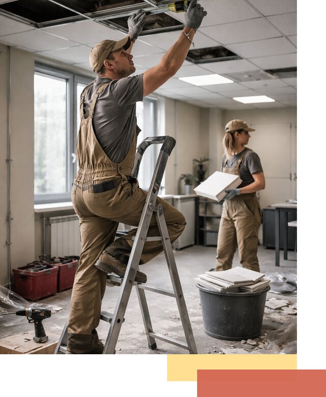 Ремонт потолка Армстронг и замена плит в Урае