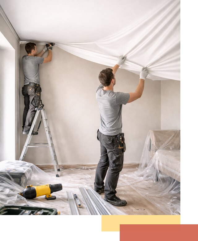 Монтаж тканевого натяжного потолка в Урае недорого и быстро